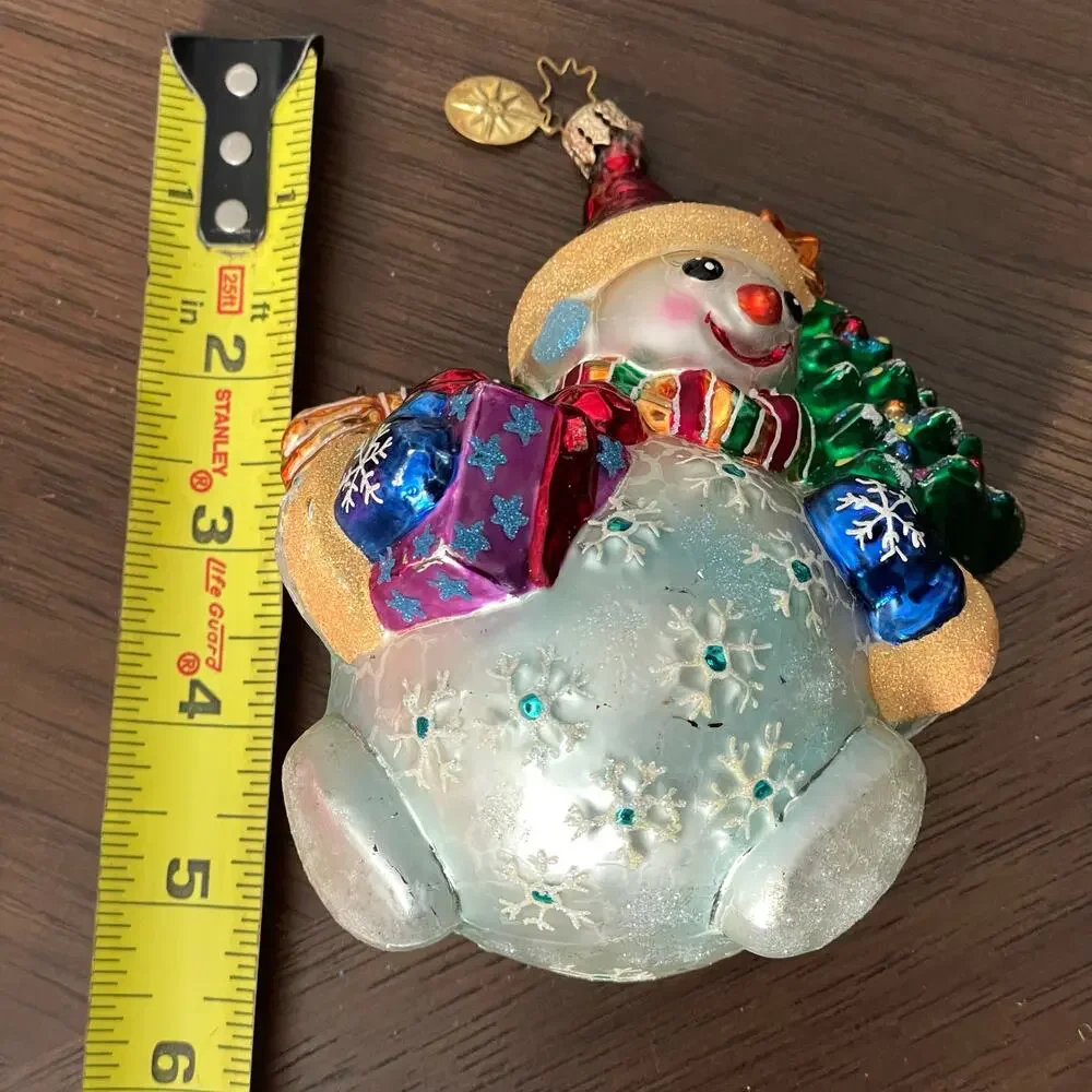 Christopher Radko Chubby Cheer Delight Snowman Ornament & Stand Vtg 2000 READ